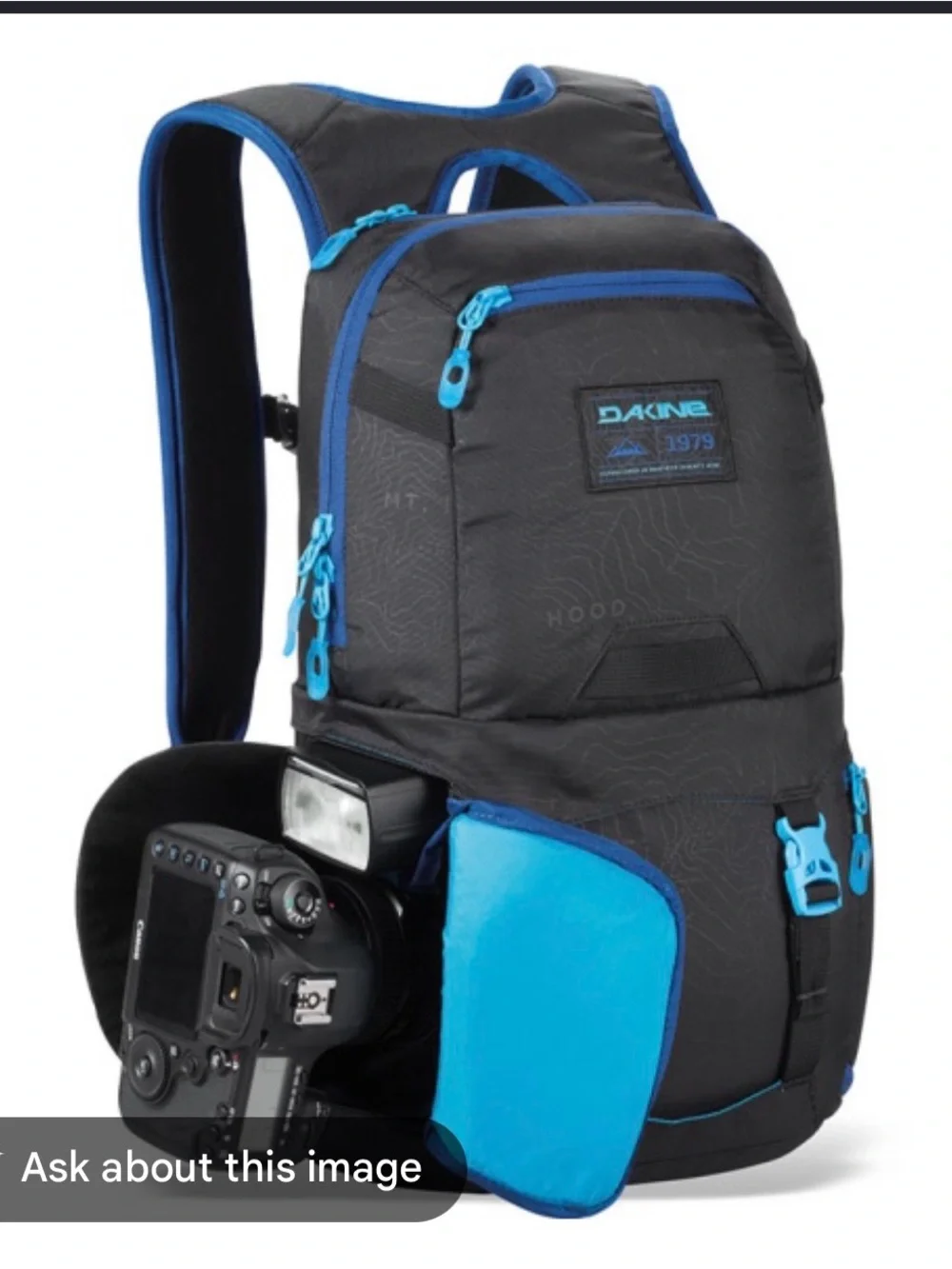 Dakine Black Backpack with Bright Blue Accents
